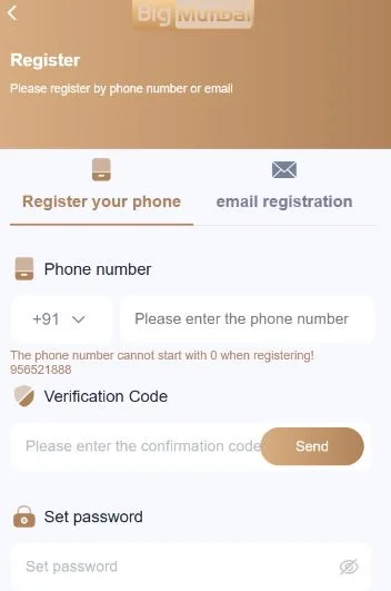 Big mumbai registration page